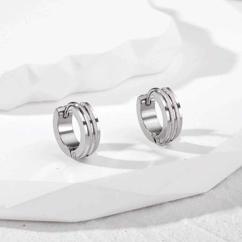 1 Pair Minimalist Color Block Inlay 201 Stainless Steel Zircon Earrings