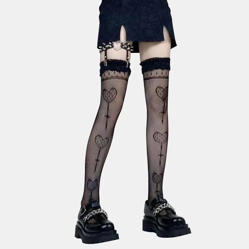 Peach Heart Lace Stockings