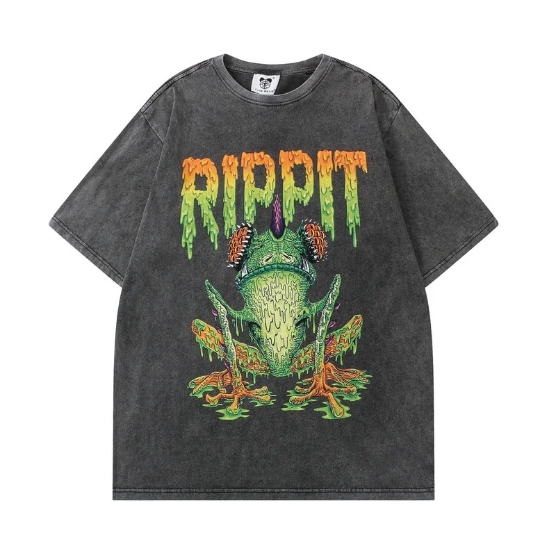 Loveciss®/ Vintage Frog Graffiti Men's Hip Hop Streetwear Short Sleeve T-Shirts