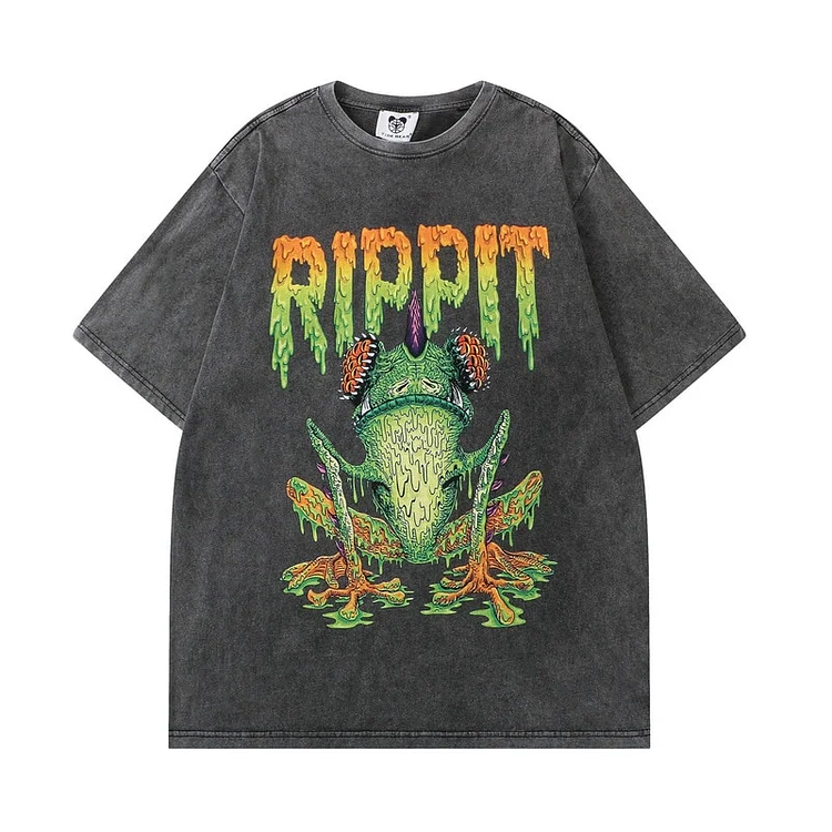 Sopula Vintage Frog Graffiti Men's Hip Hop Streetwear Short Sleeve T-Shirts