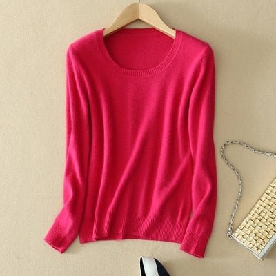 Plus Size 3XL High Quality Autumn Winter Warm Cashmere Pullovers Sweater Women O-Neck Solid Knitted Sweaters Pull Femme Hiver - BlackFridayBuys