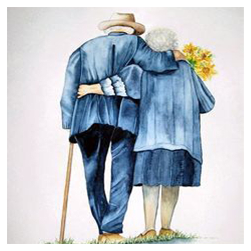 Back View Old Couple 20*20cm paint by numbers