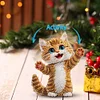 Xmas Acrylic Shaking Head 5D DIY Diamond Art Tabletop Decorations for Home (Cat)