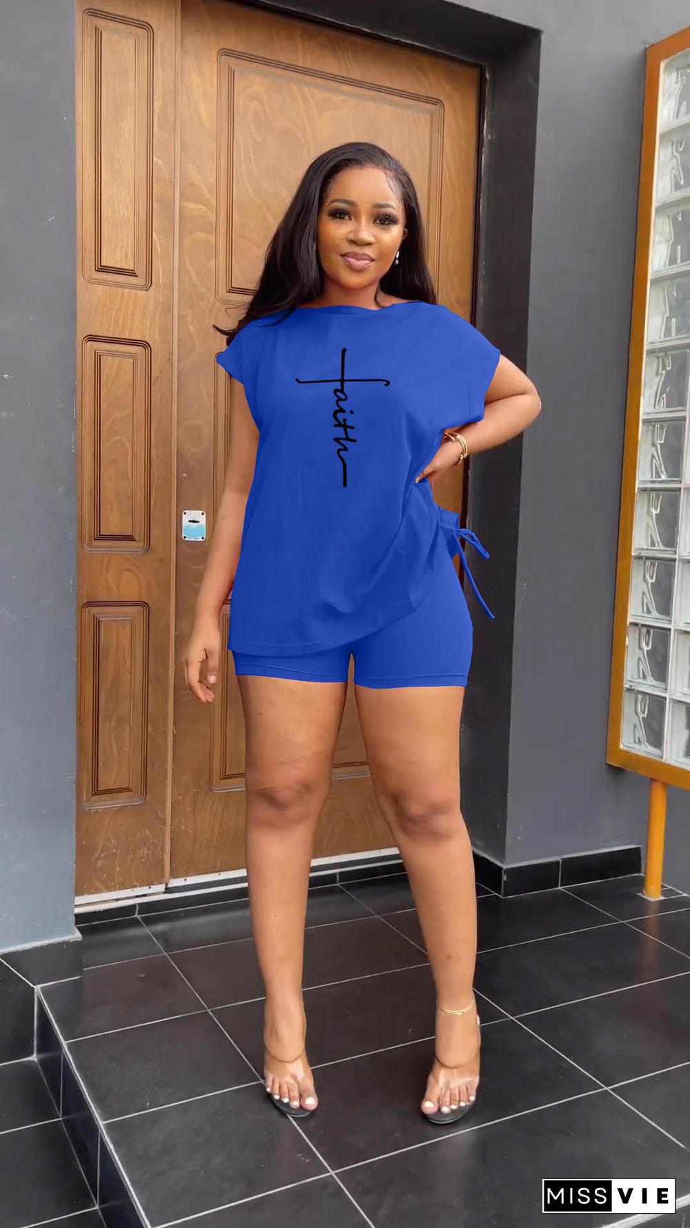 Casual Short Sleeve T-shirts Two Piece Short Sets