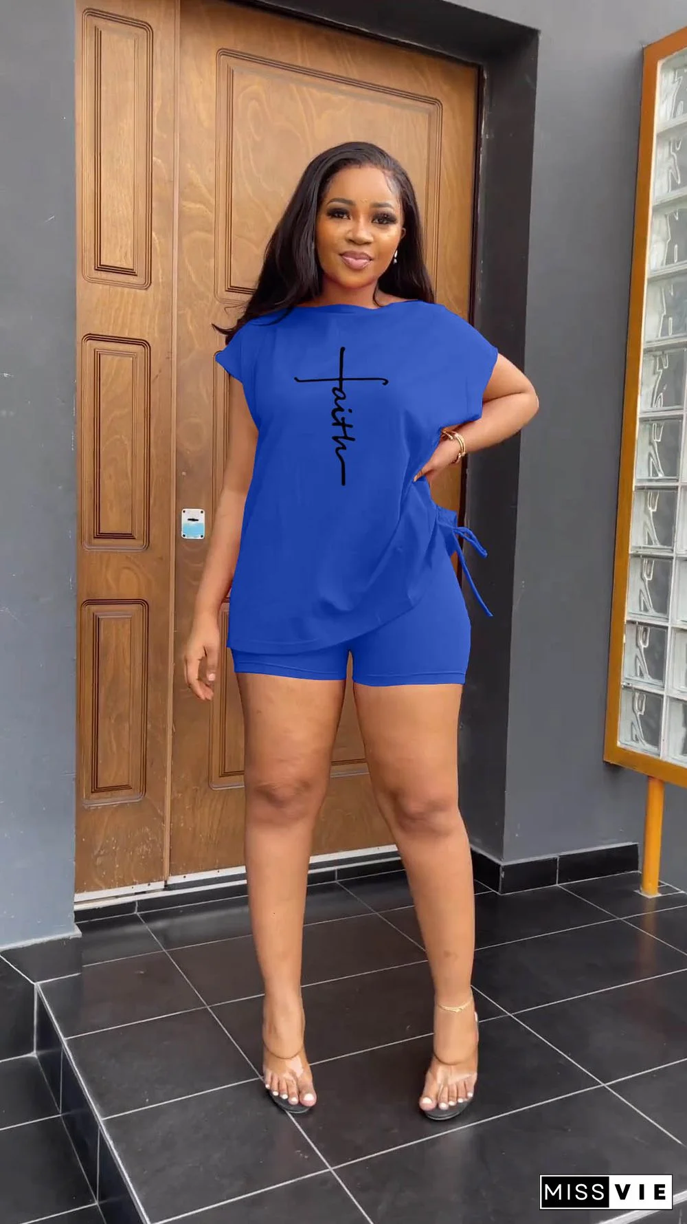 Casual Short Sleeve T-shirts Two Piece Short Sets