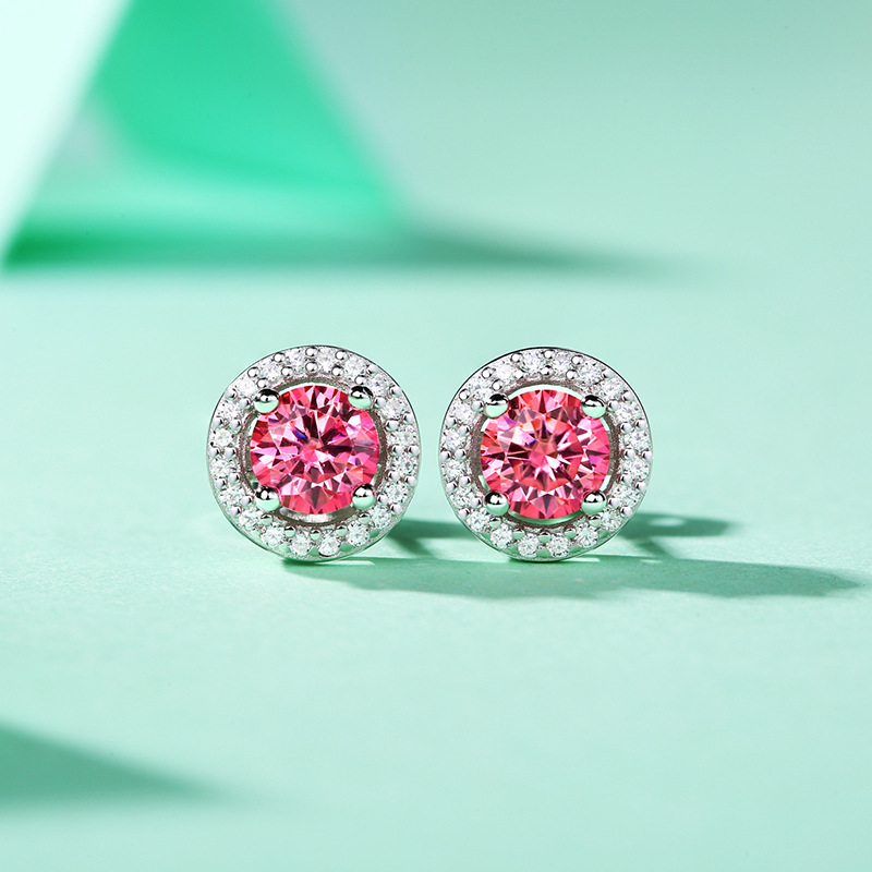 0.5ct Pink Moissanite Diamond Earrings Original 925 Sterling Silver 