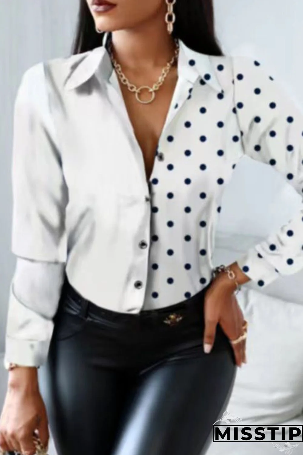 Camouflage Fashion Casual Print Patchwork Turndown Collar Tops