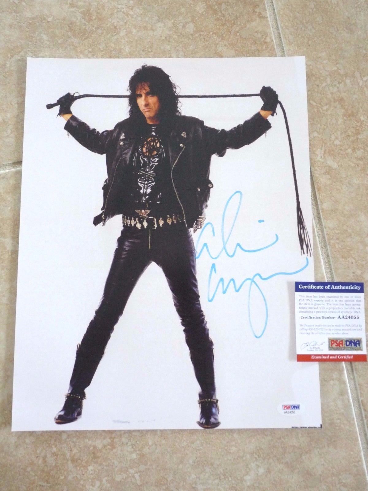 Alice Cooper Vintage Whip Signed Autographed 11x14 Photo Poster painting PSA Certified #6 F3