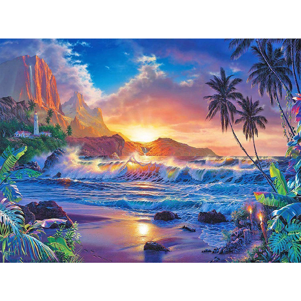 

Sunset Beach - Round Drill Diamond Painting - 40*30CM, 501 Original