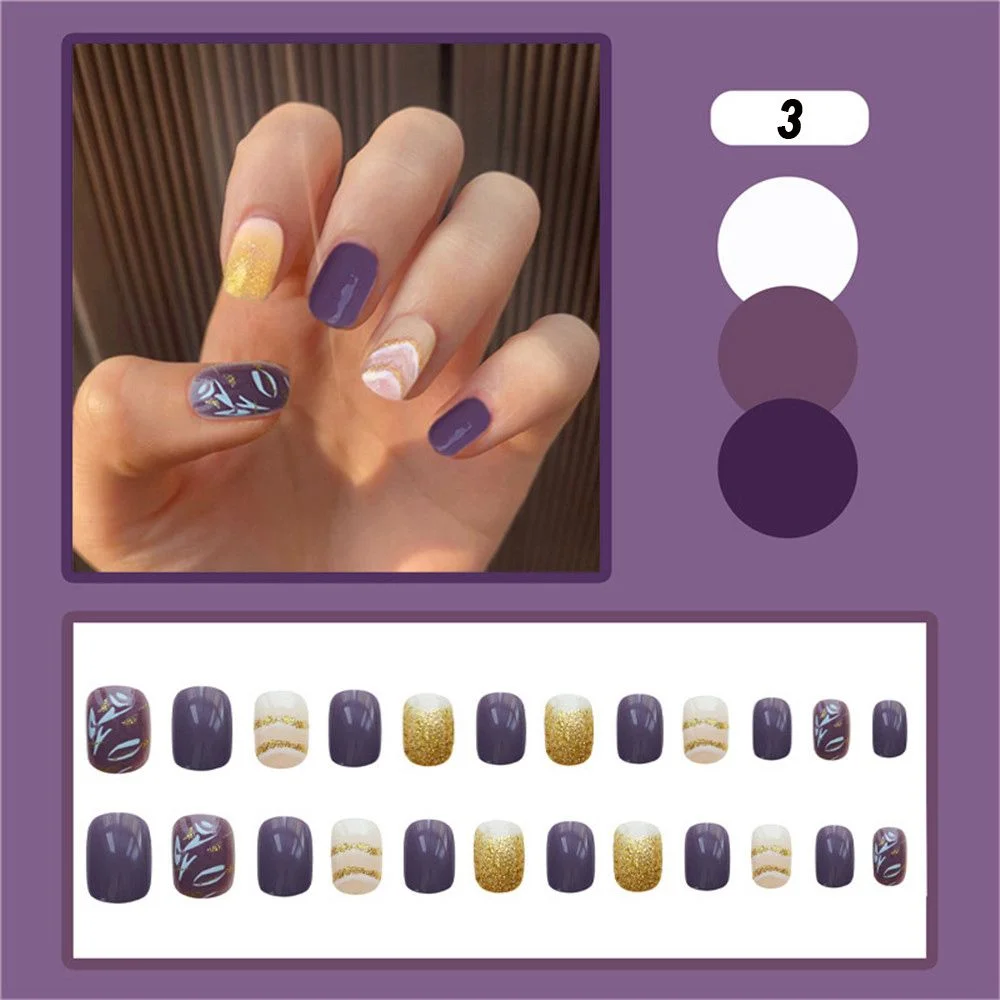 Fake Nails Art Nail Tips Press on False with Designs Set Full Cover Artificial Short Packaging Kiss Display Clear Tipsy Stick-Nail Inspo