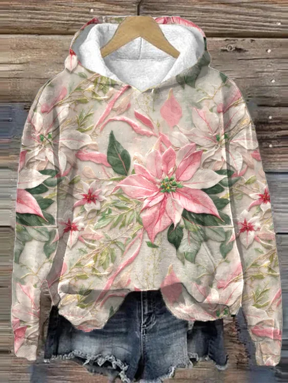 Women's Ethnic Floral 3D Print Hooded Fleece Sweatshirt socialshop