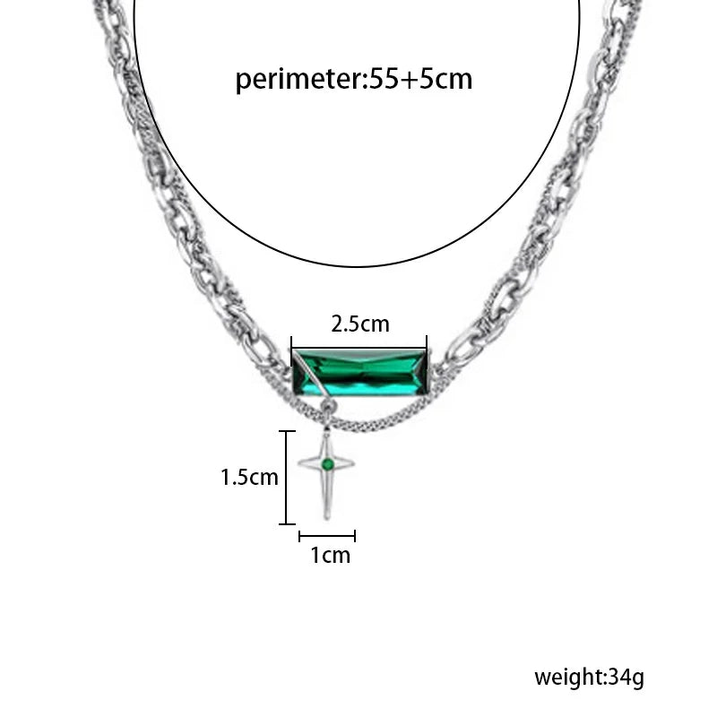 Casual Cross 201 Stainless Steel Glass Plating Inlay Glass Stone Unisex Pendant Necklace