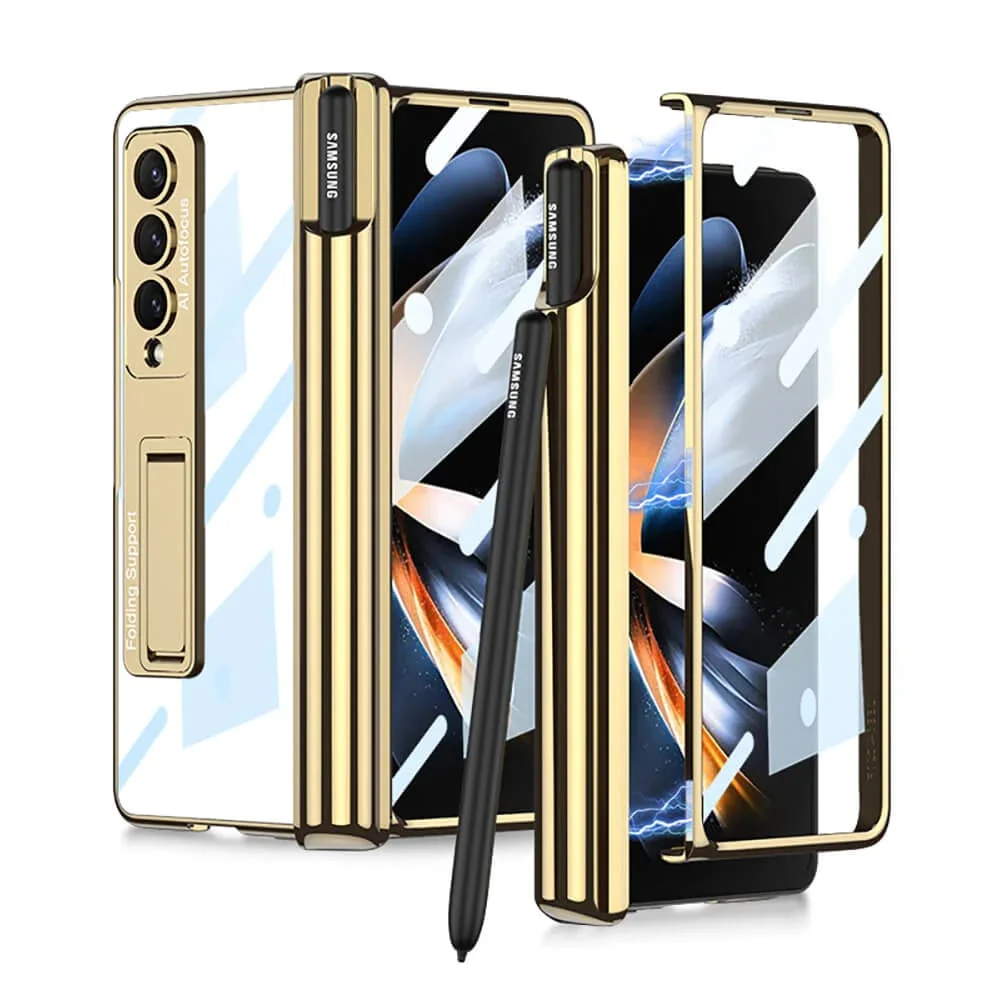 Magnetic Folding Bracket Shatter-Resistant Case For Samsung Galaxy Z Fold3(4) + Stylus