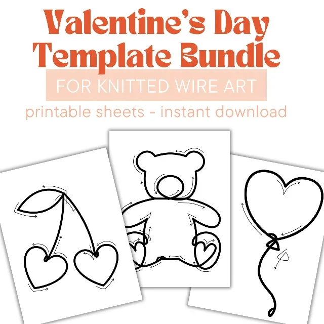 Valentine's Day Template Bundle for Knitted Wire Art | Tricotin | Icord | French Knitted | Digital Download