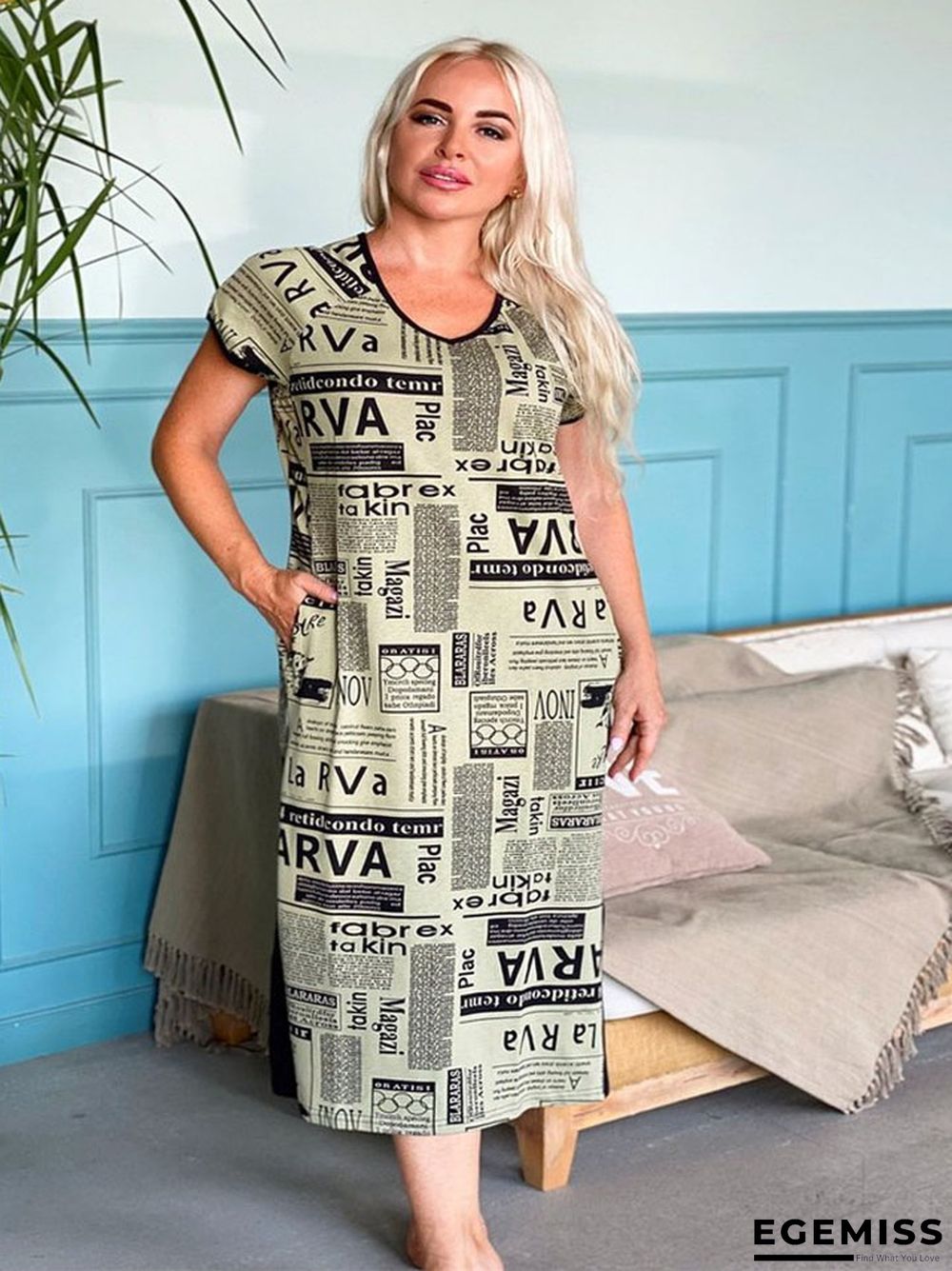 Casual Fashion Printed Slit Dress | EGEMISS