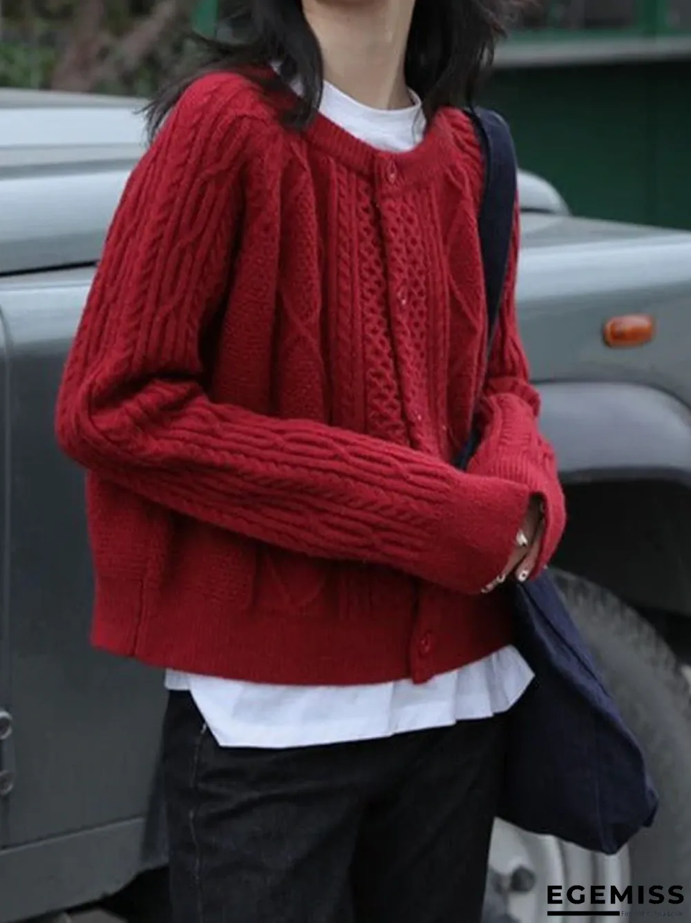 Casual Vintage Knitted Solid Sweater | EGEMISS