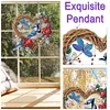 (US Local)DIY Double Sided Special Shaped Wreath Blue Bird Diamond Painting Hanging Decor