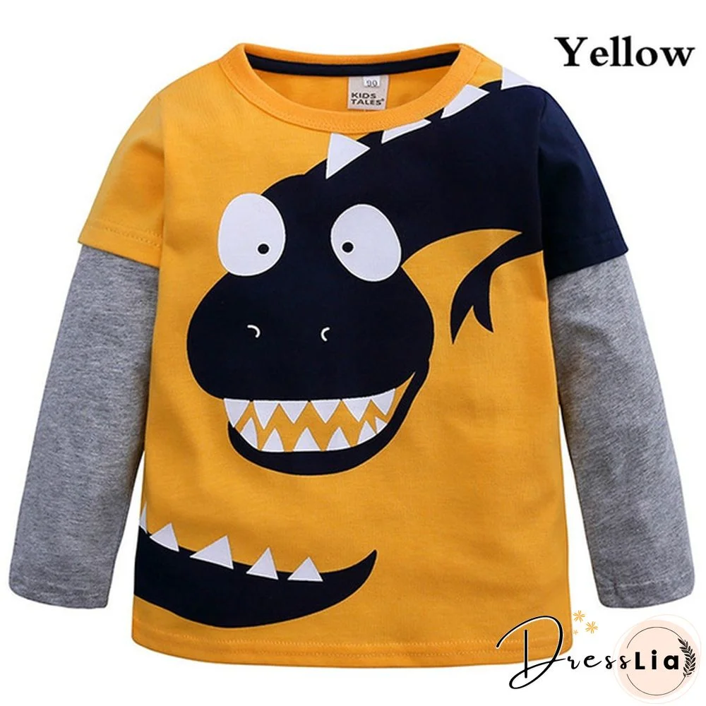 Cartoon Dinosaur Boys Long Sleeve T Shirt Children Kids Boys Spring Autumn Cotton Tops