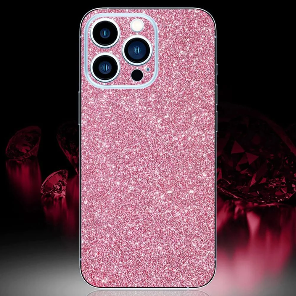 Compatible with iPhone 13 Pro Max Bling Glitter Sticker Skin Wraps Shiny Sparkle Cute for Women Girls Girly Luxury Sticker 2 Pack Rainbow