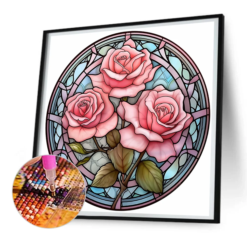 Diamond Painting - Full Round Drill - Stained Glass Flower(30*30cm)