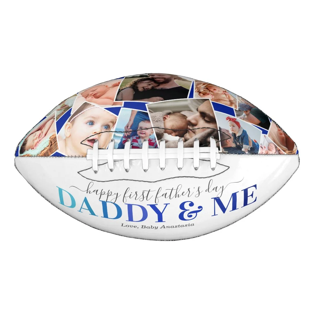First Father's Day Photo Collage Keepsake Football