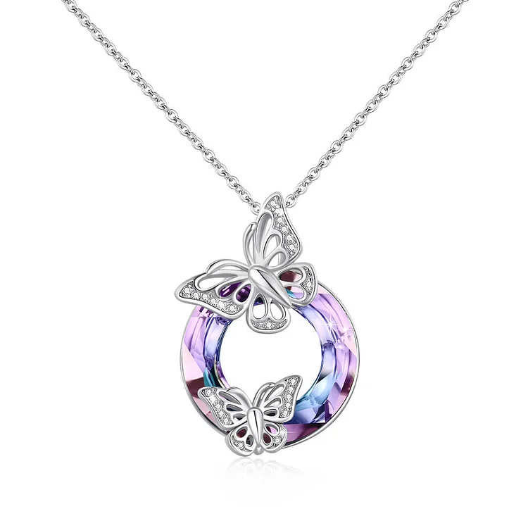 S925 She Believed She Could so She Did Crystal Hollow Butterfly Necklace