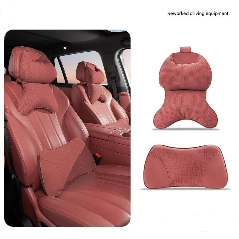 Car memory foam headrest and lumbar support cushion set