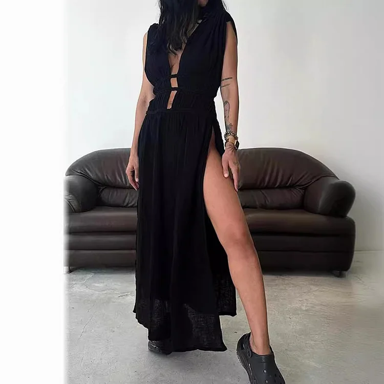 Women's Linen Blended Hollow-out Dress