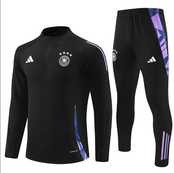 2024 Germany Half-Pull Training Suit Black Football Jersey Set Thai Quality