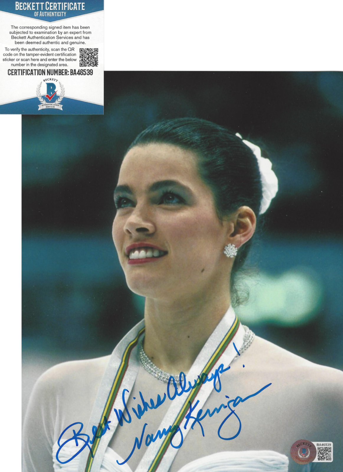 NANCY KERRIGAN WINTER OLYMPICS ICE SKATING SIGNED 8X10 Photo Poster painting C BECKETT COA BAS