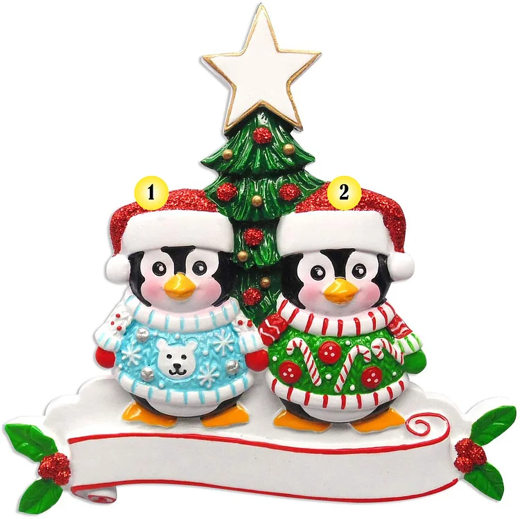 Ornement d'arbre de Noël personnalisé chandail laid famille de 2