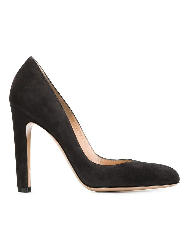 Custom Made Black Suede Chunky Heel Pumps Vdcoo