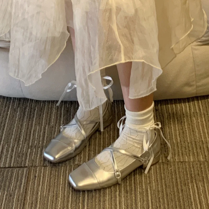 Breakj Breakj Ballet Small Leather Shoes French Mary Jane Shoes Square Head Down Single Shoes Women's Spring And Autumn Evening Shoes