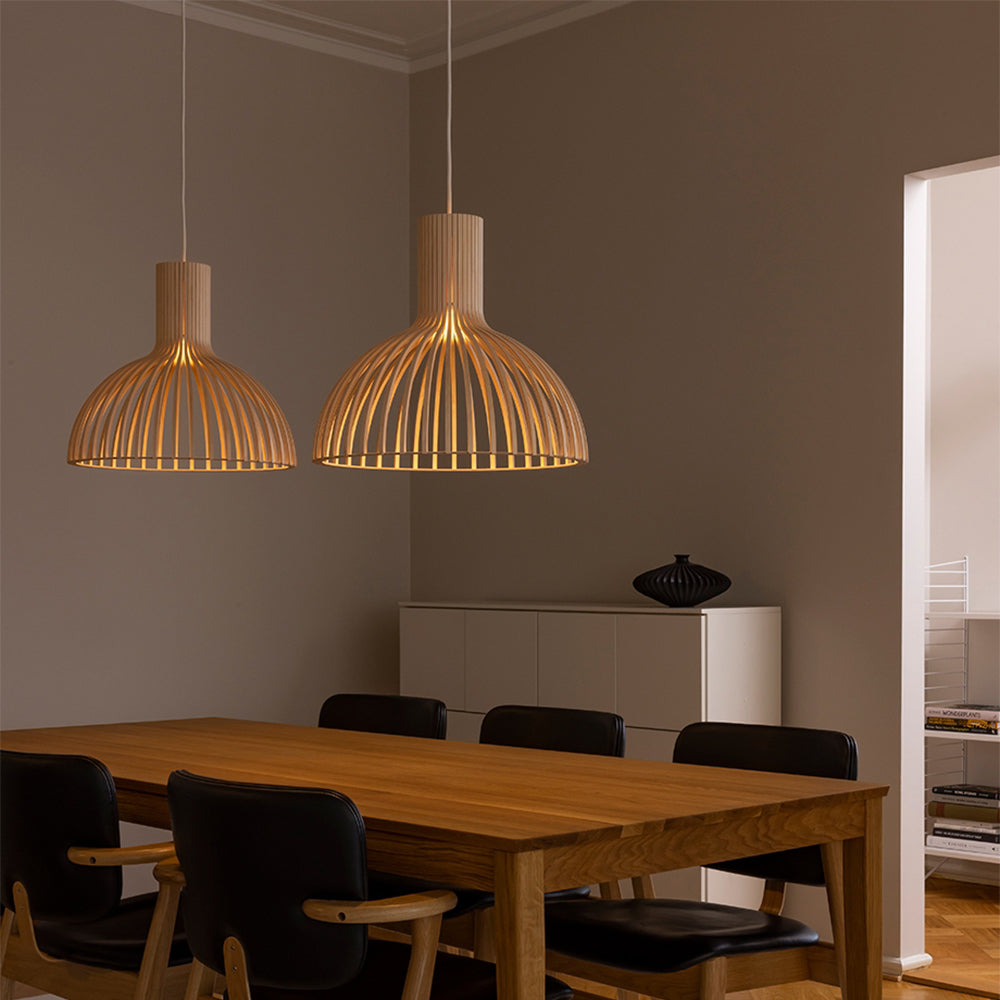 Stylish Pumpkin Shape Wood Pendant Light