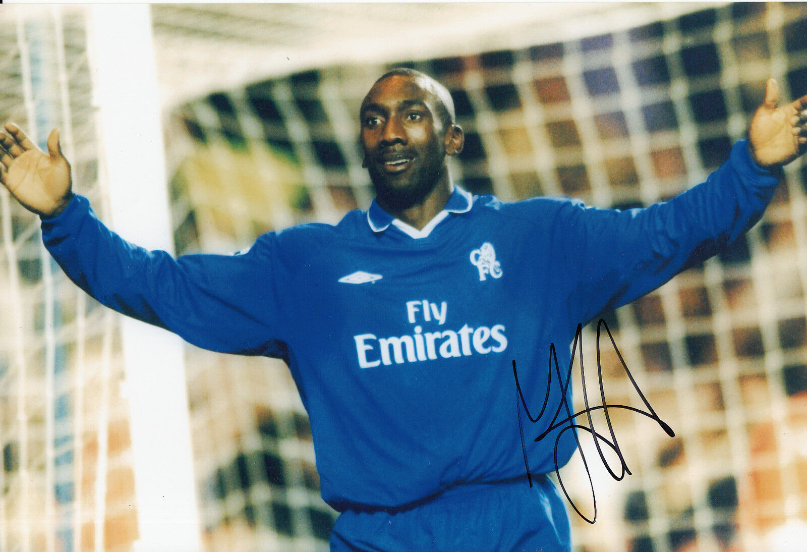 Jimmy Floyd Hasselbaink Chelsea Hand Signed 12x8 Photo Poster painting.