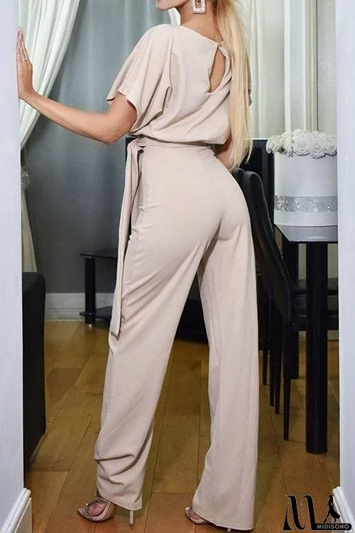 MidiSono - Short Sleeve Knot Jumpsuit