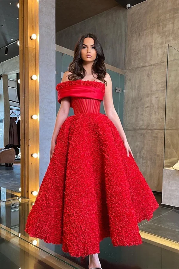 Bellasprom Red One Shoulder Princess Prom Dress Ankle Length Online
