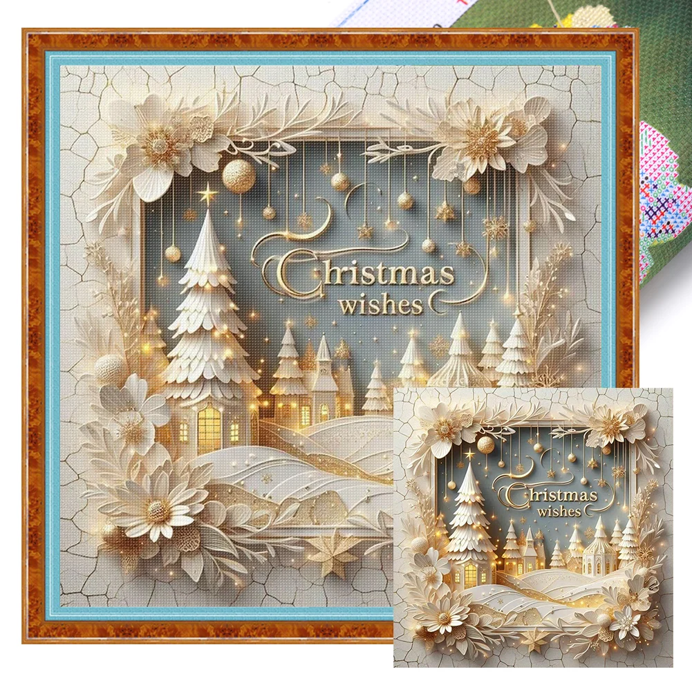 11CT Full Stamped Cross Stitch Kit - Christmas Scenery (40*40cm)