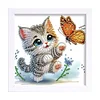 5D DIY Partial Special Shaped Drill Diamond Painting Kit Cat Decor With Frame Kit 18x18cm