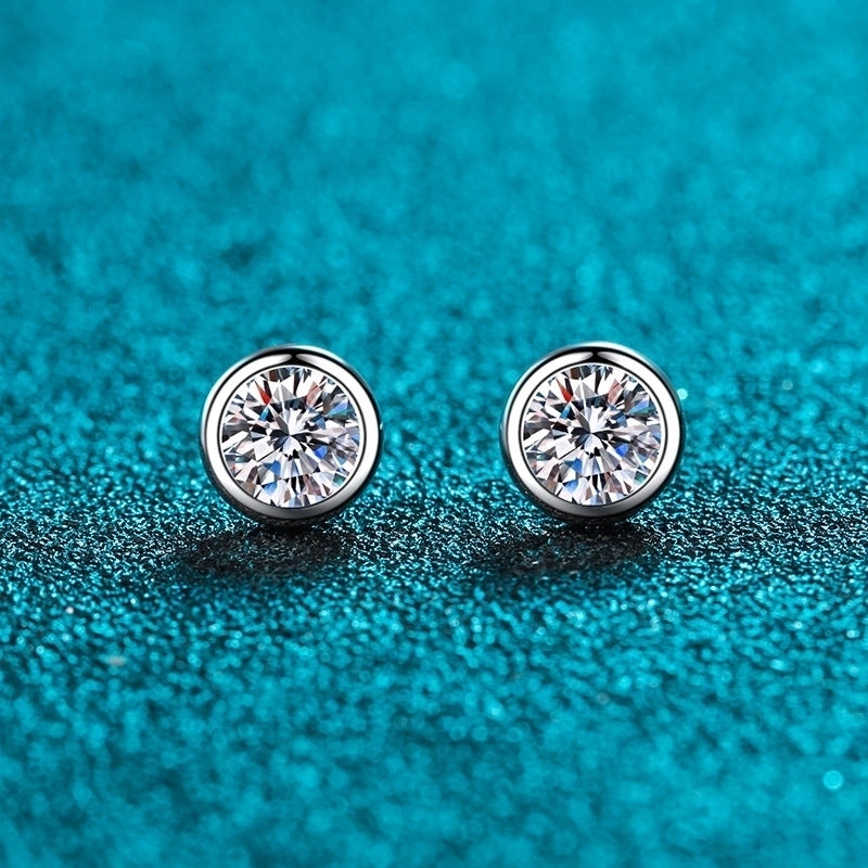 1 Pair 925 Sterling Silver Moissanite Zircon Solid Color Ear Studs