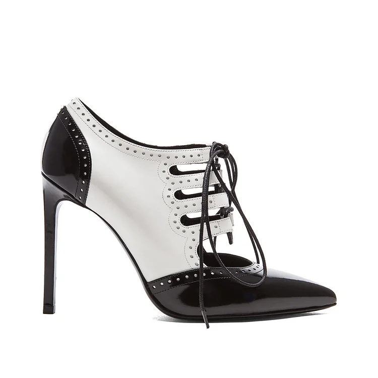 Black and White Vegan Stiletto Heels Vdcoo