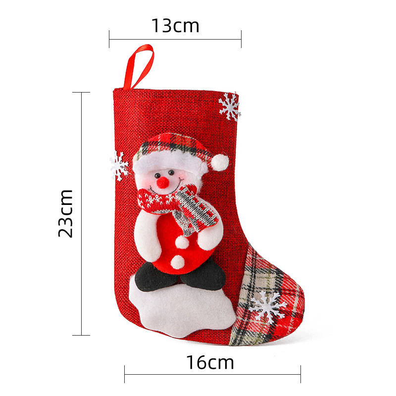 Medium Linen Christmas Socks Christmas Decorations Christmas Gift Bags-MERUMOTE