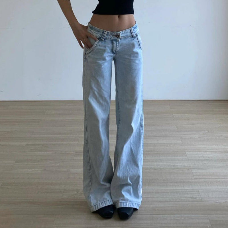 Aiertu going out outfits High Street Hot Girl Super Stylish Jeans Women's Summer Retro Distressed Washed Straight Mop Pants aiertu