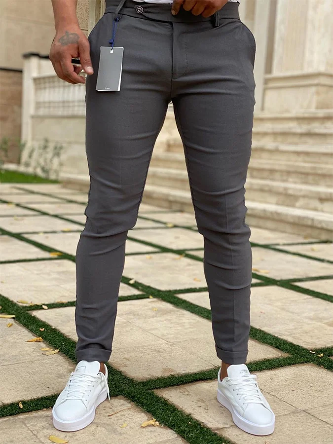Men's Elegant Trousers In Dark Gray