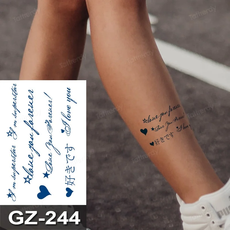 Waterproof Temporary Juice ink Sticker Triangle Star Words Feather Natural Fruit Gel Long lasting Tattoo Art for Men Women Arm