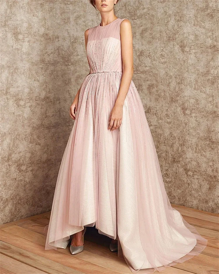 Women's Pink Elegant Mesh Dress