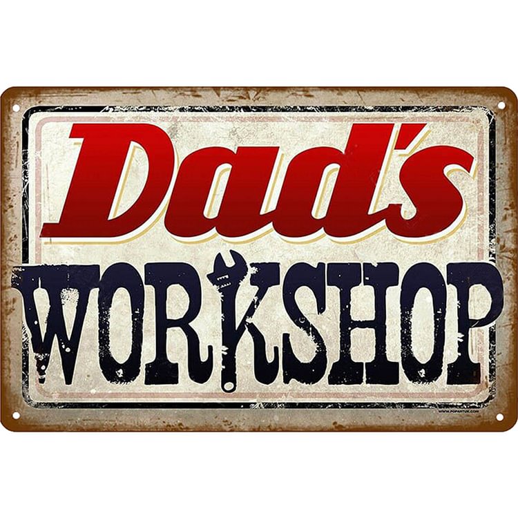 Dad's Workshop - Vintage Tin Signs/Wooden Signs - 7.9x11.8in & 11.8x15.7in