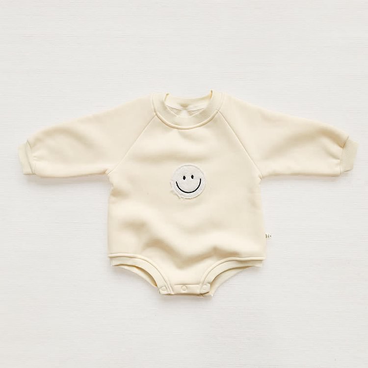 Baby Embroidered Smiley Fleece Lined Bodysuit