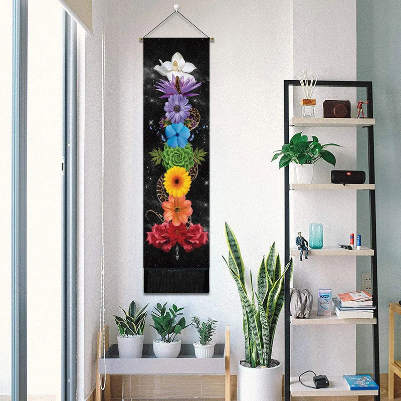 Rectangular Bohemia Wall Hanging Snake Tassel Tapestry Black Moon Wall Background Blanket Home Livingroom Office Wall Decoration