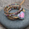 Colorful Multi Gemstone Crocheted Wristband Accessories